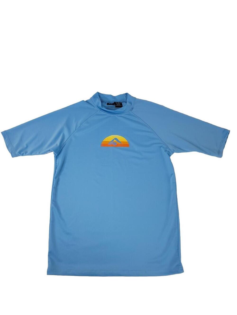 KAVU SURF Rash Guard Shirt Short Sleeve Light Blue Sz Medium Performance Surfing